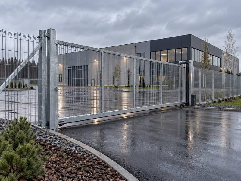 Tööstusala aed ja liugvärav